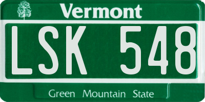 VT license plate LSK548
