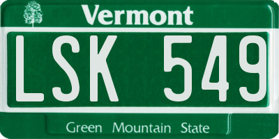 VT license plate LSK549
