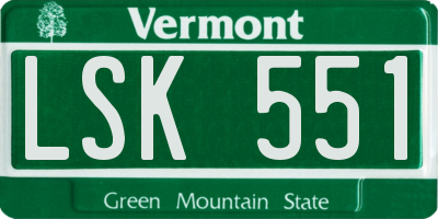 VT license plate LSK551