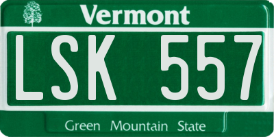 VT license plate LSK557