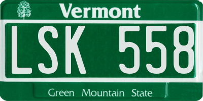 VT license plate LSK558