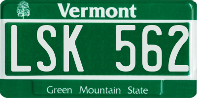 VT license plate LSK562