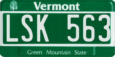 VT license plate LSK563