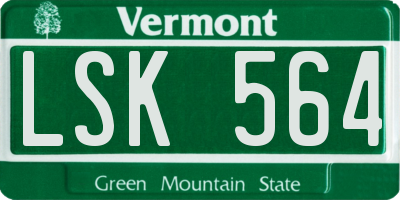 VT license plate LSK564