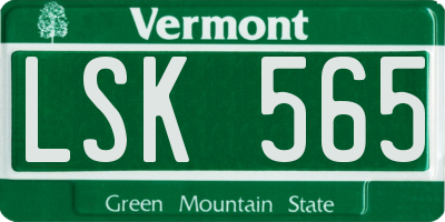 VT license plate LSK565