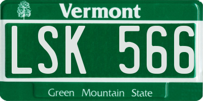 VT license plate LSK566