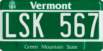 VT license plate LSK567