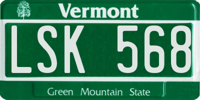 VT license plate LSK568