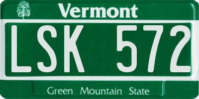 VT license plate LSK572