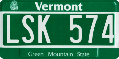 VT license plate LSK574