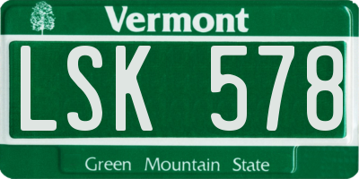 VT license plate LSK578
