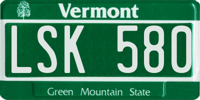 VT license plate LSK580