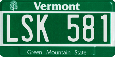 VT license plate LSK581