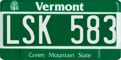 VT license plate LSK583