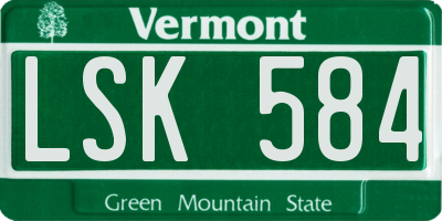 VT license plate LSK584