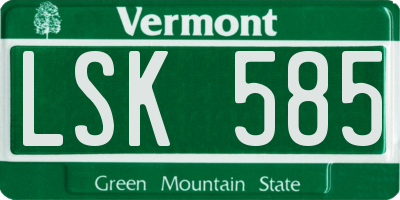 VT license plate LSK585