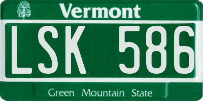 VT license plate LSK586
