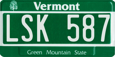 VT license plate LSK587