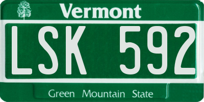 VT license plate LSK592