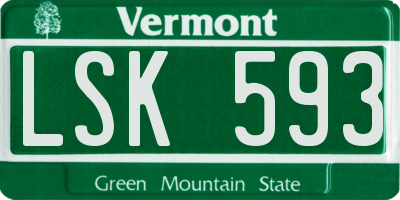 VT license plate LSK593
