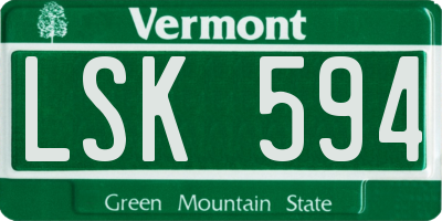 VT license plate LSK594