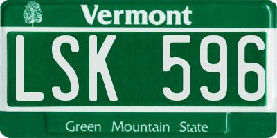 VT license plate LSK596