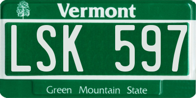 VT license plate LSK597