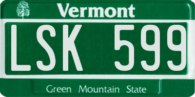 VT license plate LSK599