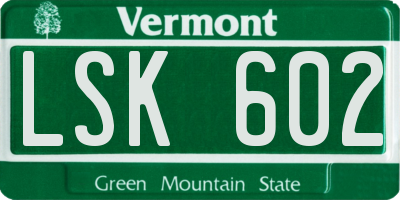 VT license plate LSK602