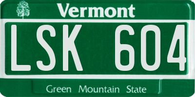 VT license plate LSK604