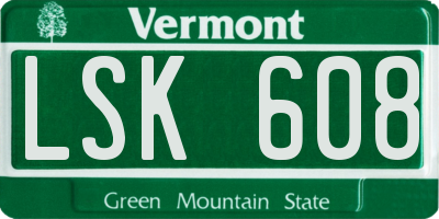 VT license plate LSK608