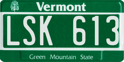 VT license plate LSK613