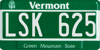 VT license plate LSK625
