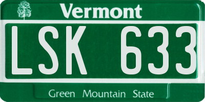 VT license plate LSK633