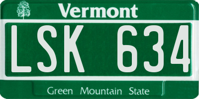 VT license plate LSK634