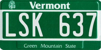 VT license plate LSK637