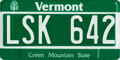 VT license plate LSK642