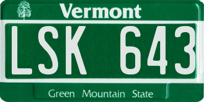 VT license plate LSK643