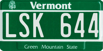 VT license plate LSK644