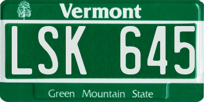 VT license plate LSK645