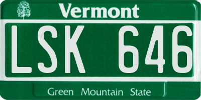 VT license plate LSK646