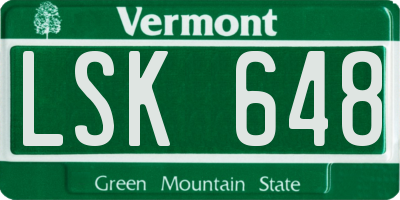 VT license plate LSK648