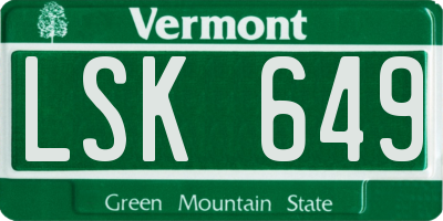VT license plate LSK649