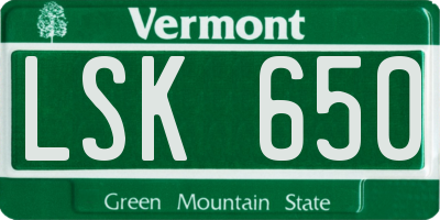 VT license plate LSK650