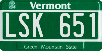 VT license plate LSK651