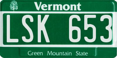 VT license plate LSK653