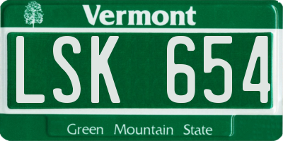 VT license plate LSK654