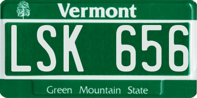 VT license plate LSK656