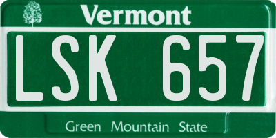 VT license plate LSK657