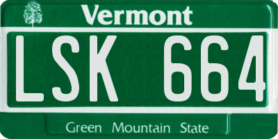 VT license plate LSK664